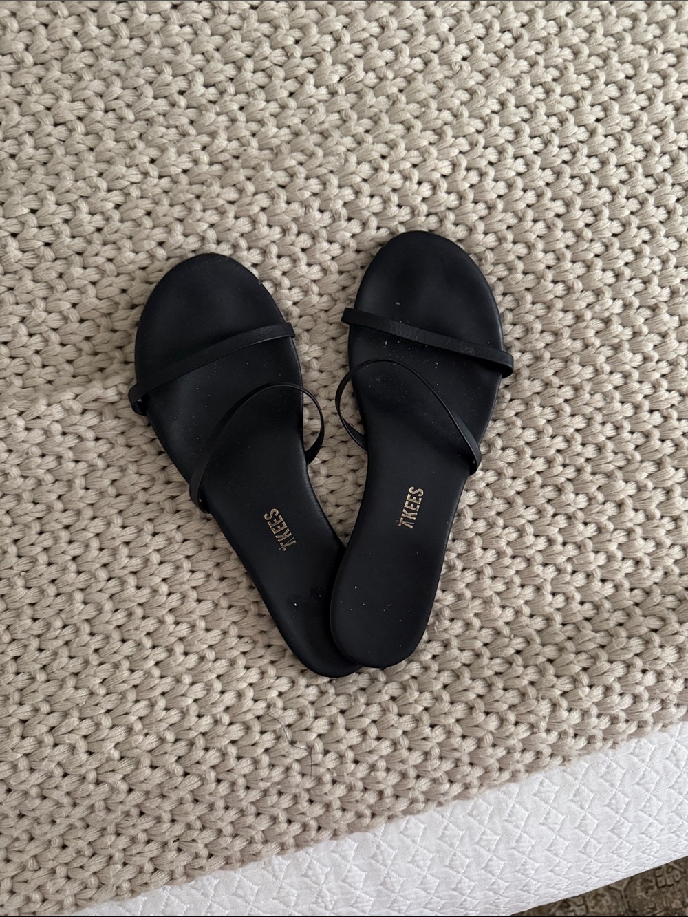 TKEES Women’s Black Strappy Slide Sandals